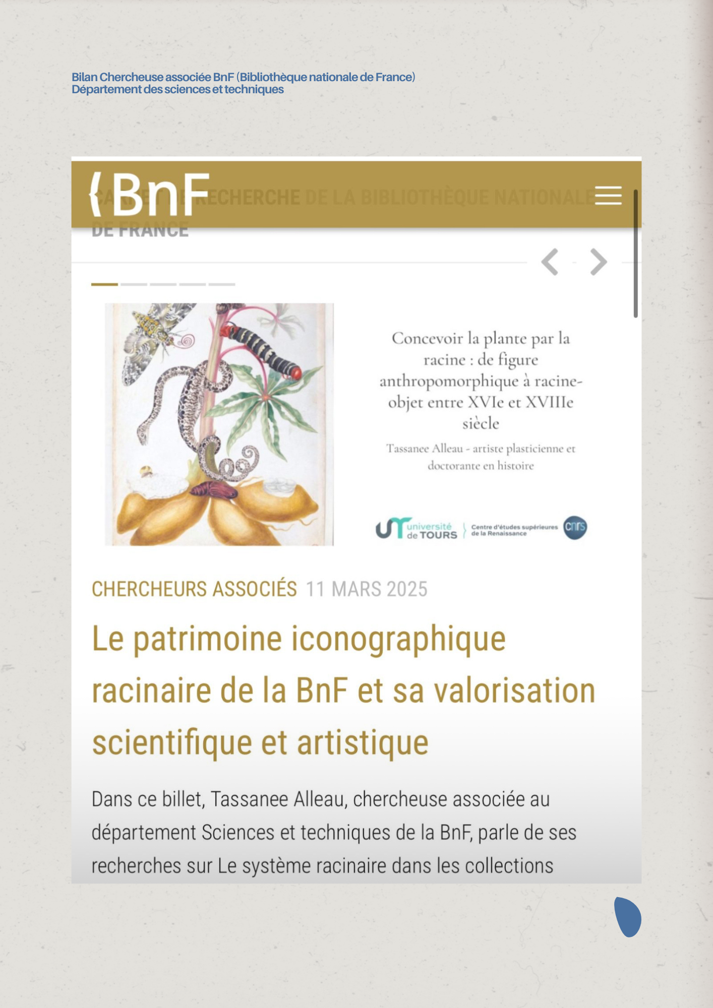 Le patrimoine iconographique racinaire de la BnF et sa valorisation scientifique et artistique (article)