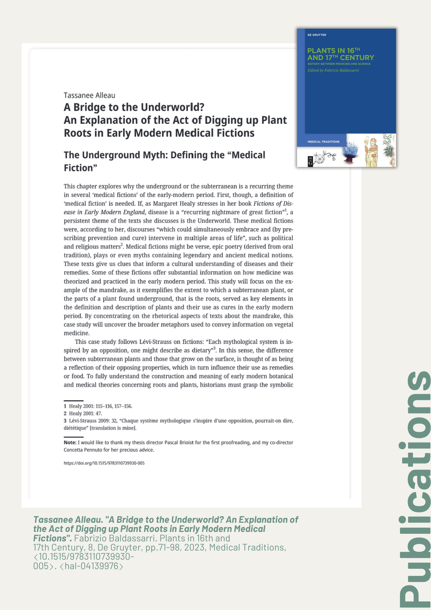 [chapitre paru] 2023, A Bridge to the Underworld ? An Explanation of the Act of Digging up Plant Roots in Early Modern Medical Fictions